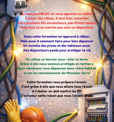 Les jeunes de 1ère Bac pro MELEC présentent leur formation en poésie