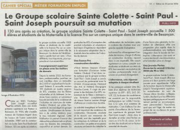 Le Groupe scolaire Sainte Colette – Saint Paul – Saint Joseph poursuit sa mutation